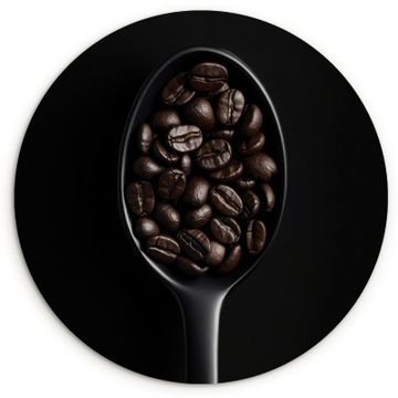 Cuadro redondo - Café en grano - Cuchara - Negro