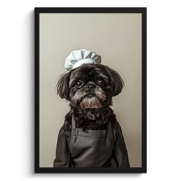 Cuadros enmarcados - Ropa de cocinero - Negra - Perro