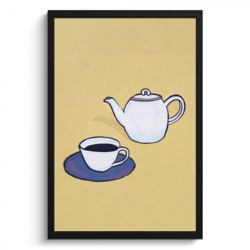 Cuadros enmarcados - Tetera - Taza - Beige - Ilustración