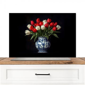Salpicaderos de cocina - Rojo - Flores - Tulipanes - Jarrón