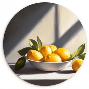 Cuadro redondo - Limones - Naturaleza muerta - Amarillo