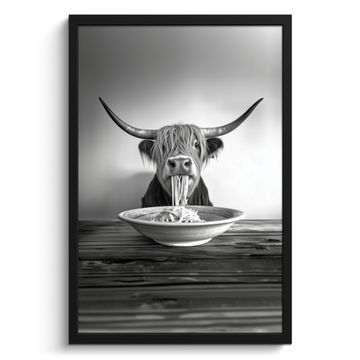 Cuadros enmarcados - Highlander escocés - Espaguetis - Animales - Blanco y negro