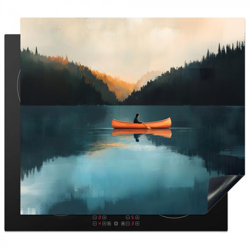 Protector de placa de induccion - Bosques - Lago - Canoa - Naranja