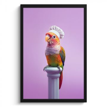 Cuadros enmarcados - Loro - Gorro de cocinero - Columna - Ave