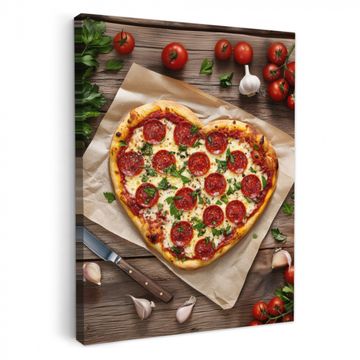 Lienzos decorativos - Pizza - Corazón - Pepperoni - Tomate