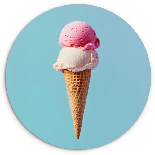 Cuadro redondo - Scoop helado - cono - Azul