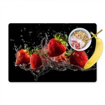 Salvamanteles - Fresas - Fruta - Rojo - Agua - Negro