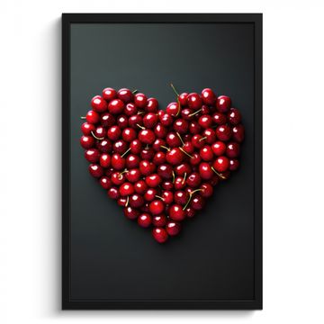 Cuadros enmarcados - Cereza - Corazón - Rojo - Negro