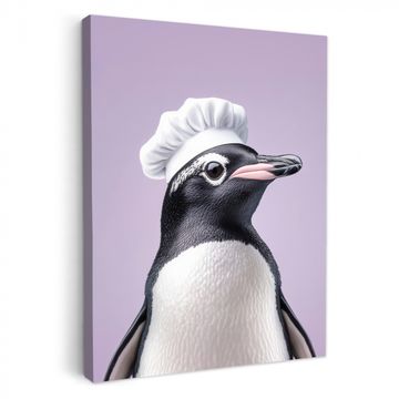 Lienzos decorativos - Pingüino - Gorro de cocinero - Tierno - Morado