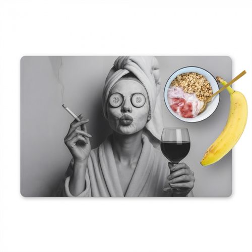 Salvamanteles - Mujer - Máscara - Vino - Cigarrillo