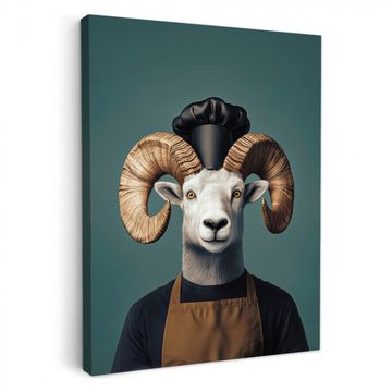 Lienzos decorativos - Cabra - Cuernos - Ropa de cocinero