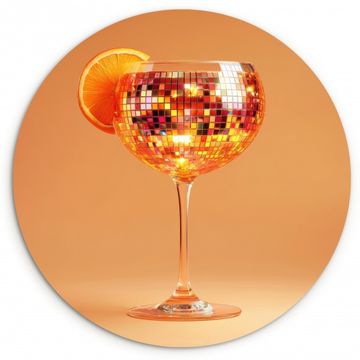 Cuadro redondo - Bebida - Naranja - Purpurina - Disco
