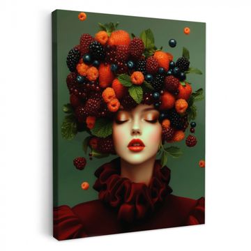 Lienzos decorativos - Mujer - Fresas - Frambuesas - Zarzamoras - Bayas