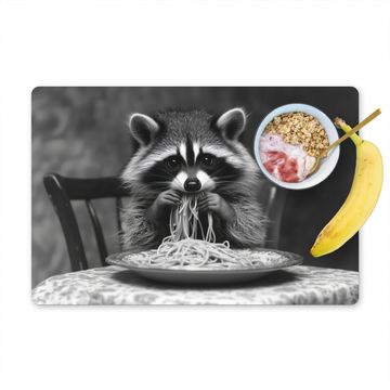Mapache - Lindo - Pasta - Mantel - Negro - Blanco