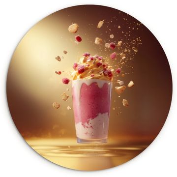 Cuadro redondo - Frambuesa - Batido - Bebida - Rosa