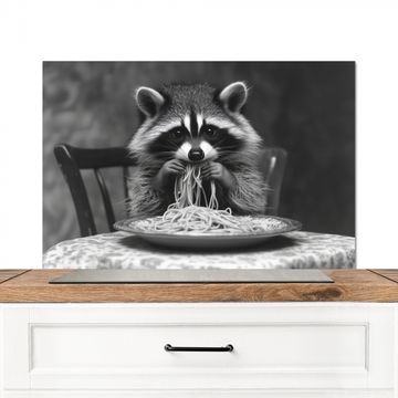 Salpicaderos de cocina - Mapache - Lindo - Pasta - Mantel - Negro - Blanco