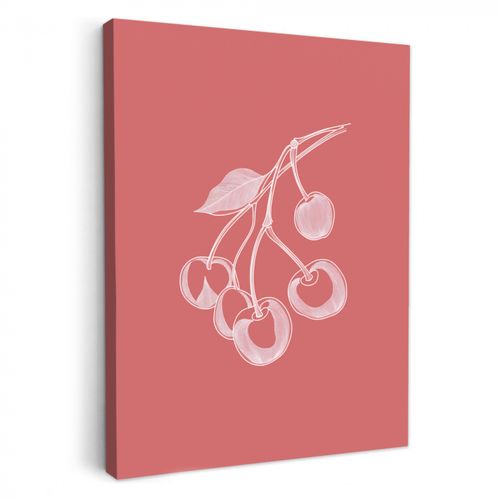 Lienzos decorativos - Ilustración de líneas - Cerezo - Rama - Blanco