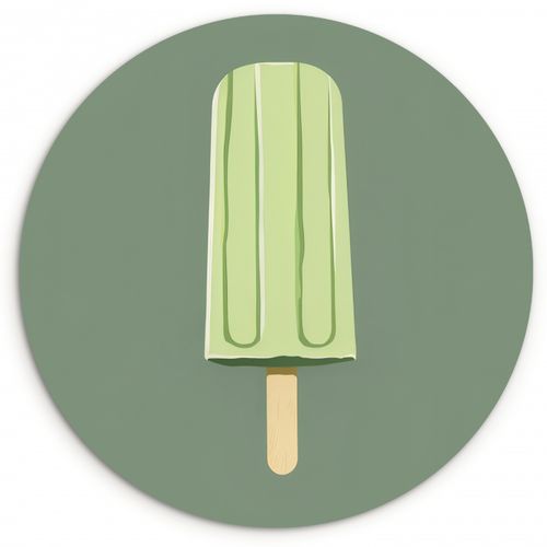 Cuadro redondo - Verde - Helado de agua - Palo - Ilustración