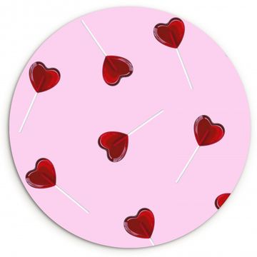 Cuadro redondo - Rosa - Corazón - Piruleta - Caramelo