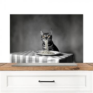 Salpicaderos de cocina - Bengala - Gato - Mantel - Negro - Blanco - Animal