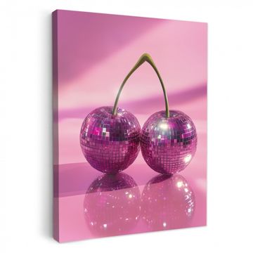Lienzos decorativos - Purpurina - Bola de discoteca - Rosa - Cereza