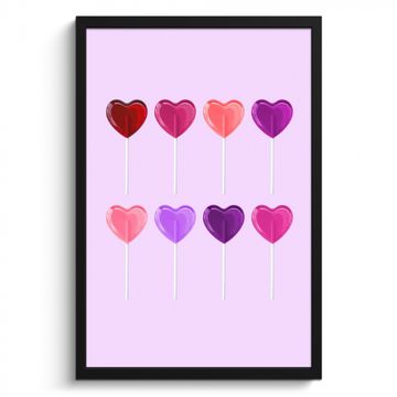 Cuadros enmarcados - Piruleta - Corazón - Rosa - Caramelo