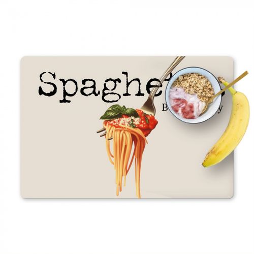 Salvamanteles - Espaguetis - salsa de tomate - queso parmesano