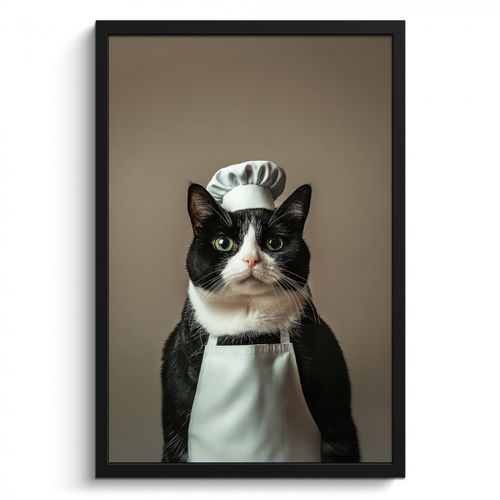 Gato - Ropa de cocinero - Negro - Blanco