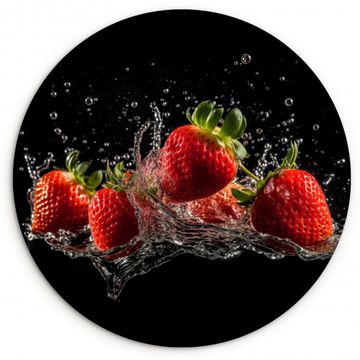 Cuadro redondo - Fresas - Fruta - Rojo - Agua - Negro