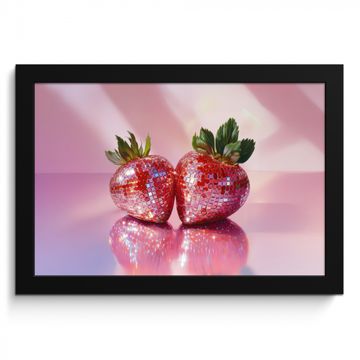 Cuadros enmarcados - Disco - Fruta - Purpurina - Fresa