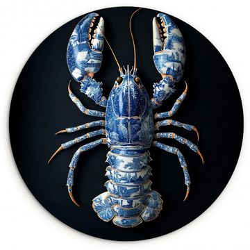 Cuadro redondo - Langosta - Azul de Delft - Escudo - Resistente