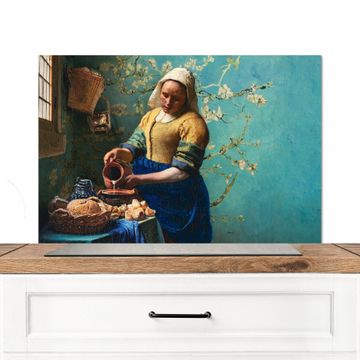 Salpicaderos de cocina - La lechera con fondo azul