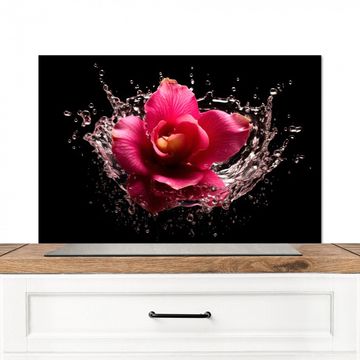 Salpicaderos de cocina - Flores - Rosa - Agua - Negro - Botánico - Naturaleza