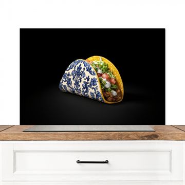 Salpicaderos de cocina - Taco - Carne - Ensalada - Azul de Delft - Motivo