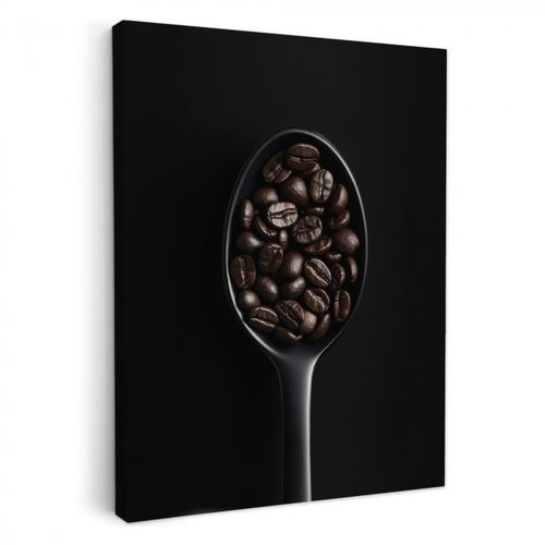 Lienzos decorativos - Café en grano - Cuchara - Negro