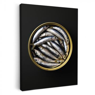Lienzos decorativos - Sardinas - Pescado - Redondo - Negro
