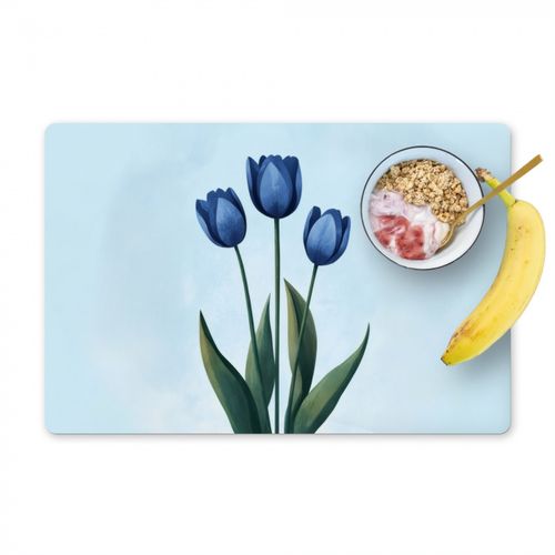 Salvamanteles - Tulipanes - Azul - Hojas