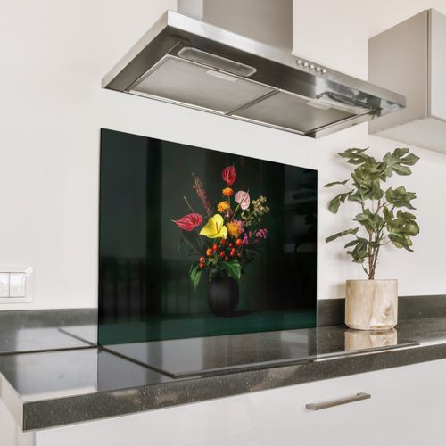 Salpicaderos de cocina - Flores - Jarrón - Negro