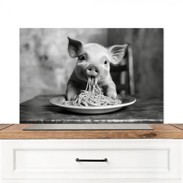 Salpicaderos de cocina - Cerdo - Lindo - Espagueti - Blanco y negro - Animal