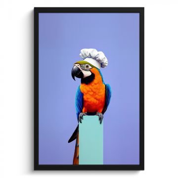 Cuadros enmarcados - Loro - Gorro de cocinero - Ave - Lindo