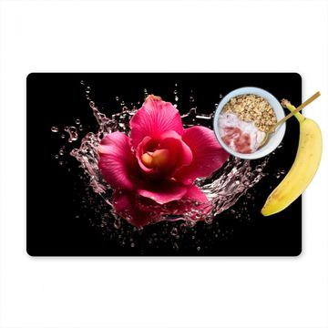 Salvamanteles - Flores - Rosa - Agua - Negro - Botánico - Naturaleza