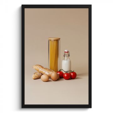 Cuadros enmarcados - Espaguetis - Leche - Tomates - Huevos - Pan