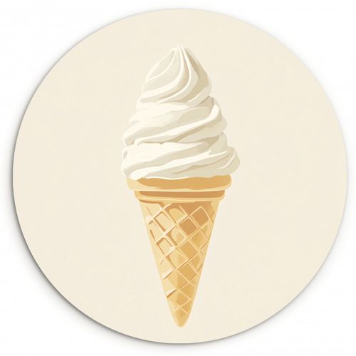 Cuadro redondo - Cono de helado - Blanco