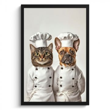 Cuadros enmarcados - Gato - Perro - Ropa de cocina