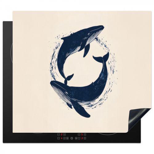 Protector de placa de induccion - Ballenas - Salpicaduras - Círculo - Azul oscuro