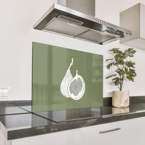 Salpicaderos de cocina - Higos - Minimalista - Dibujado - Verde musgo