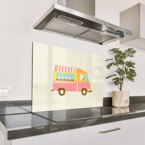 Salpicaderos de cocina - Carrito de helados - Retro - Helados suaves - Rosa