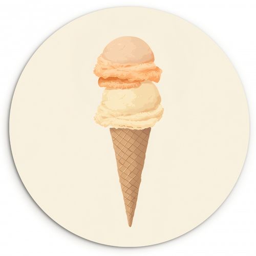 Cuadro redondo - Minimalista - Pala helado - Cuerno - Beige