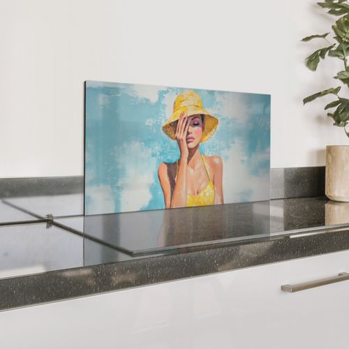 Pintura - Mujer - Sombrero - Amarillo