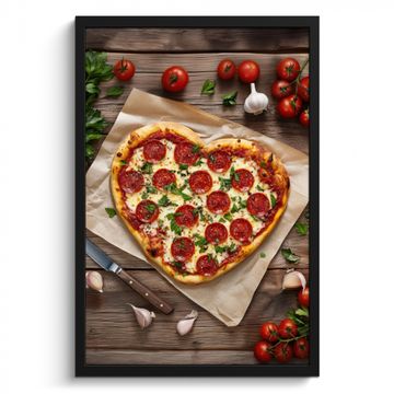 Cuadros enmarcados - Pizza - Corazón - Pepperoni - Tomate